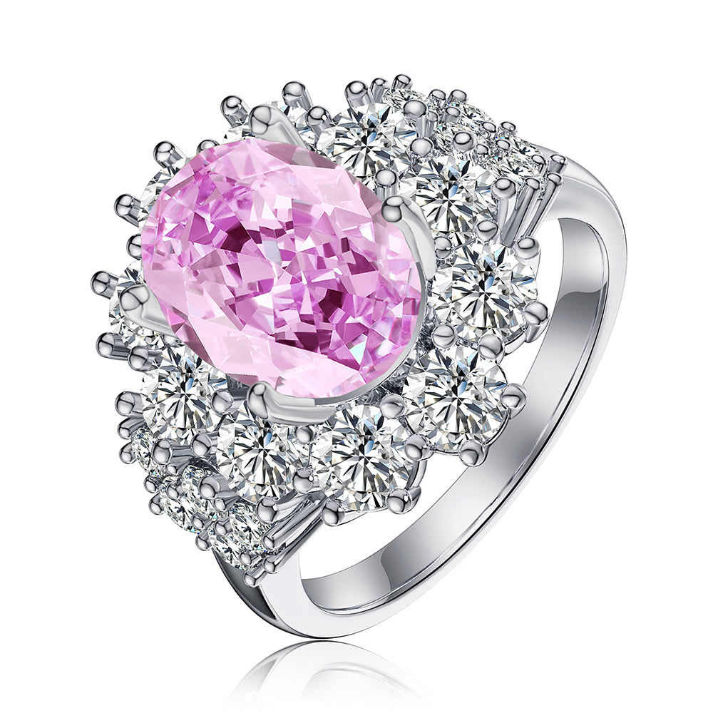 6 CT. Cluster Oval Pink Gemstone Ring