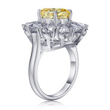 6 CT. Unique Design Yellow Oval Flower Gemstone Ring