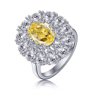 6 CT. Unique Design Yellow Oval Flower Gemstone Ring