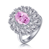 6 CT. Unique Design Pink Oval Flower Gemstone Ring