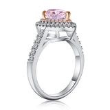 3 CT. Double Halo Pear Shaped Pink Gemstone Ring