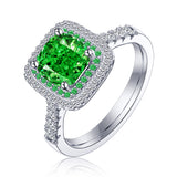 4 CT. Green Cushion Gemstone Double Halo Ring