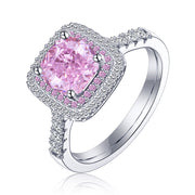 4 CT. Pink Cushion Gemstone Double Halo Ring
