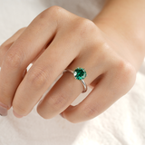 2 CT. Six-Prong Solitaire Green Moissanite Engagement Ring With Hidden Halo