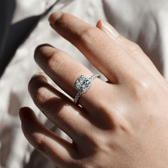 Cushion Cut Halo Moissanite Engagement Ring - MSBLUE Jewelry