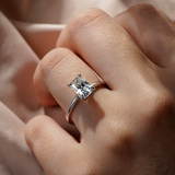 Four-Prong Radiant Cut Engagement Ring With Hidden Halo