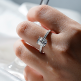 Cushion-Cut Moissanite Engagement Ring With Hidden Halo