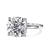 14K White Gold Cushion Cut Moissanite Engagement Ring With Hidden Halo