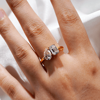 Toi et Moi Emerald Cut & Pear Cut Engagement Ring - MSBLUE Jewelry