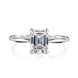 Solitaire Emerald Cut Engagement Ring With Hidden Halo