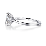 14K White Gold Emerald Cut Moissanite Engagement Ring With Hidden Halo