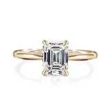 Solitaire Emerald Cut Engagement Ring With Hidden Halo