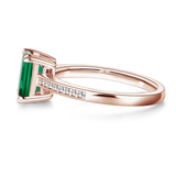 2 CT. Petite Micropavé Emerald-Cut Emerald Ring