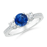 1.5 CT. Three Stone Blue Sapphire and White Sapphire Ring