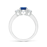 1.5 CT. Three Stone Blue Sapphire and White Sapphire Ring