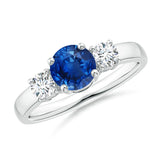1.5 CT. Classic Three Stone  Blue Sapphire and White Sapphire Ring