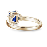 3 CT. Emerald Cut Blue Sapphire and White Sapphire Three Stone Ring