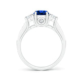 2.5 CT. Classic Blue Sapphire and White Sapphire Three Stone Ring