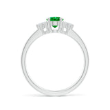 2 CT. Oval Emerald Ring with Trio White Sapphire Accents