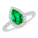 2 CT. Pear Emerald and Micropavé Halo Ring