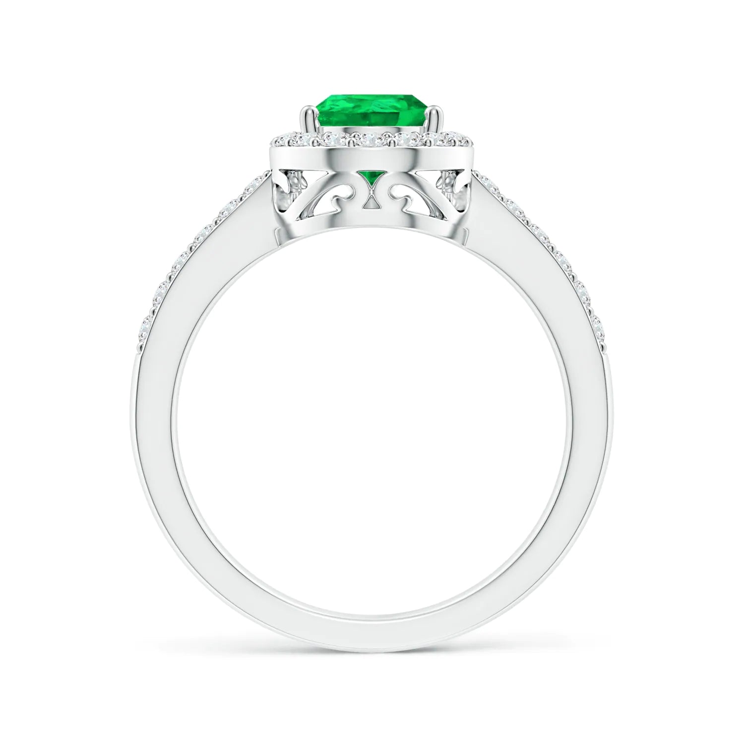 2 CT. Pear Emerald and Micropavé Halo Ring