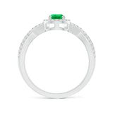 1.5 CT. Emerald and White Sapphire Halo Twist Ring