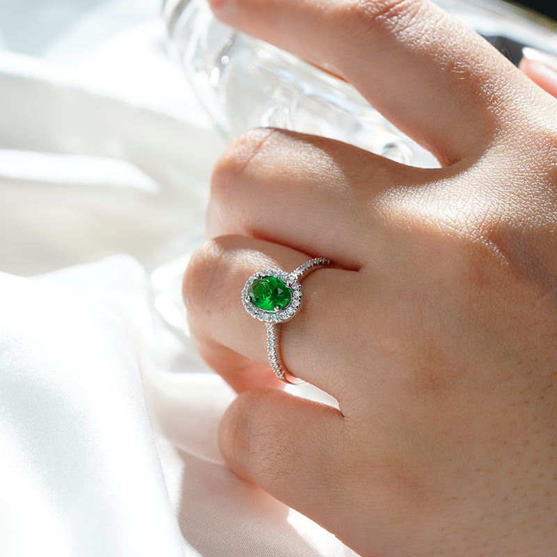 2 CT. Oval Emerald with Classic Halo Ring