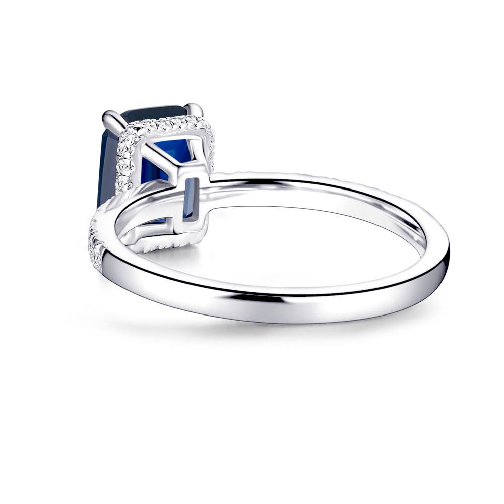 2 CT. Emerald-Cut Blue Sapphire and White Sapphire Ring