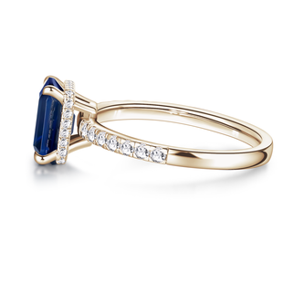 2 CT. Emerald-Cut Blue Sapphire and White Sapphire Ring