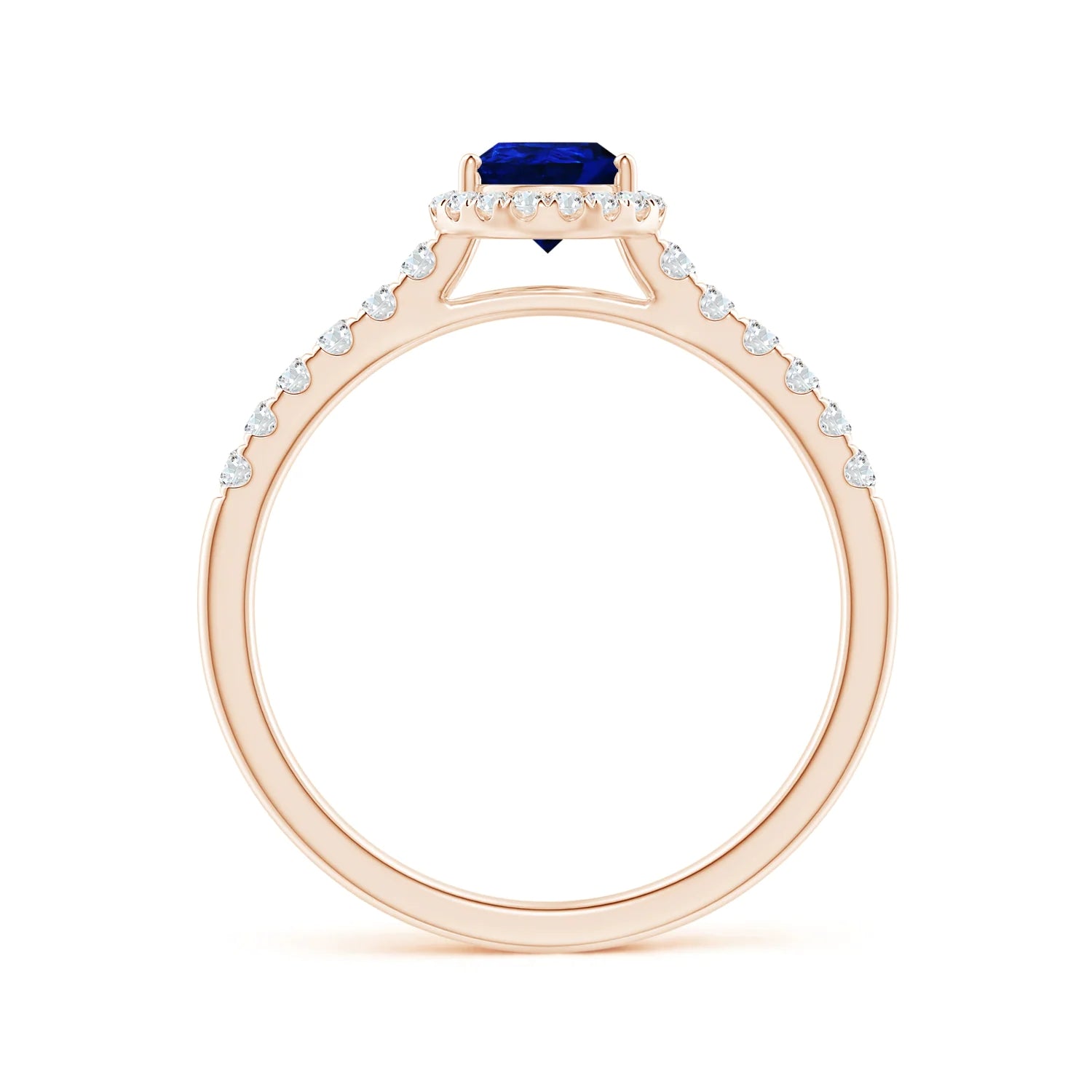 1.5 CT. Pear-Shaped Sapphire Ring with White Sapphire Halo Accents