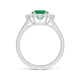 3.0 CT. Oval-Cut Emerald and White Sapphire with Sunburst Halo