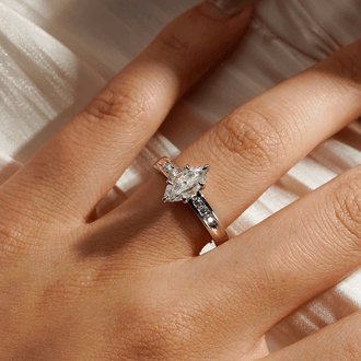 Marquise Moissanite Engagement Ring With Accents - MSBLUE Jewelry