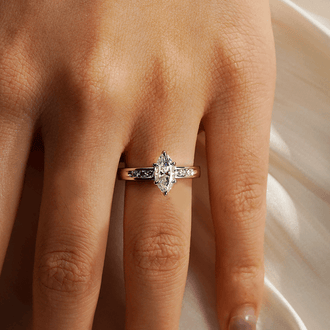 Marquise Moissanite Engagement Ring With Accents - MSBLUE Jewelry