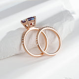 3 CT. Princess Cut Alexandrite Engagement Ring Set