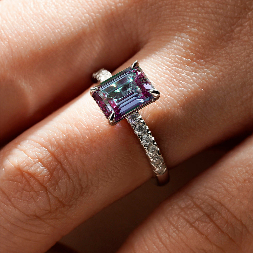 2 CT. Four-Prong Emerald Cut Alexandrite Engagement Ring