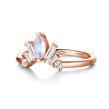Raw Moonstone And White Sapphire Ring Sets