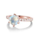 Classic Round Moonstone Ring With White Sapphire Side Stones