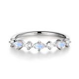 Petite Marquise Moonstone And Round White Sapphire Band