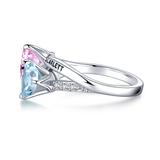 "INTIMATE" - Toi et Moi Pink and Sky Blue Heart Gemstone Ring