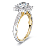 1 CT. Vintage Inspired Two-Tone Round Halo Moissanite Engagement Ring