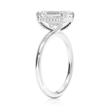 4 Prong Emerald Cut Engagement Ring With Hidden Halo