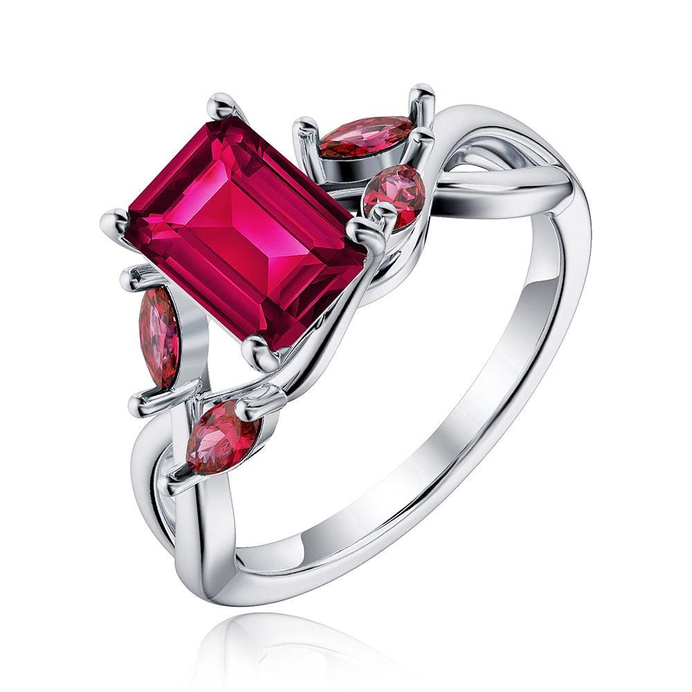 2 CT. Willow Ring with Lab-grown Ruby Accents