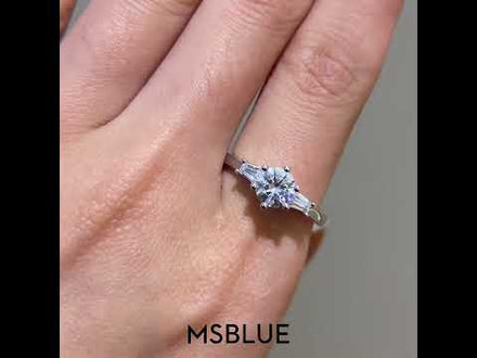 Tapered Baguette Moissanite Three Stone Engagement Ring [Ships within 24 hrs]