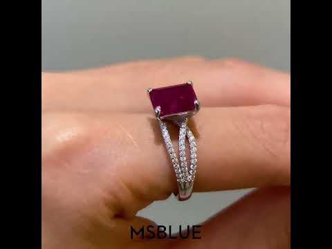 2.5 CT. Petite Split-Band Lab Grown Ruby Gemstone Ring