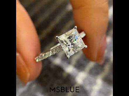 Princess Cut Pavé Moissanite Engagement Ring