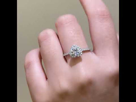 Brilliant Heart Moissanite Halo Engagement Ring